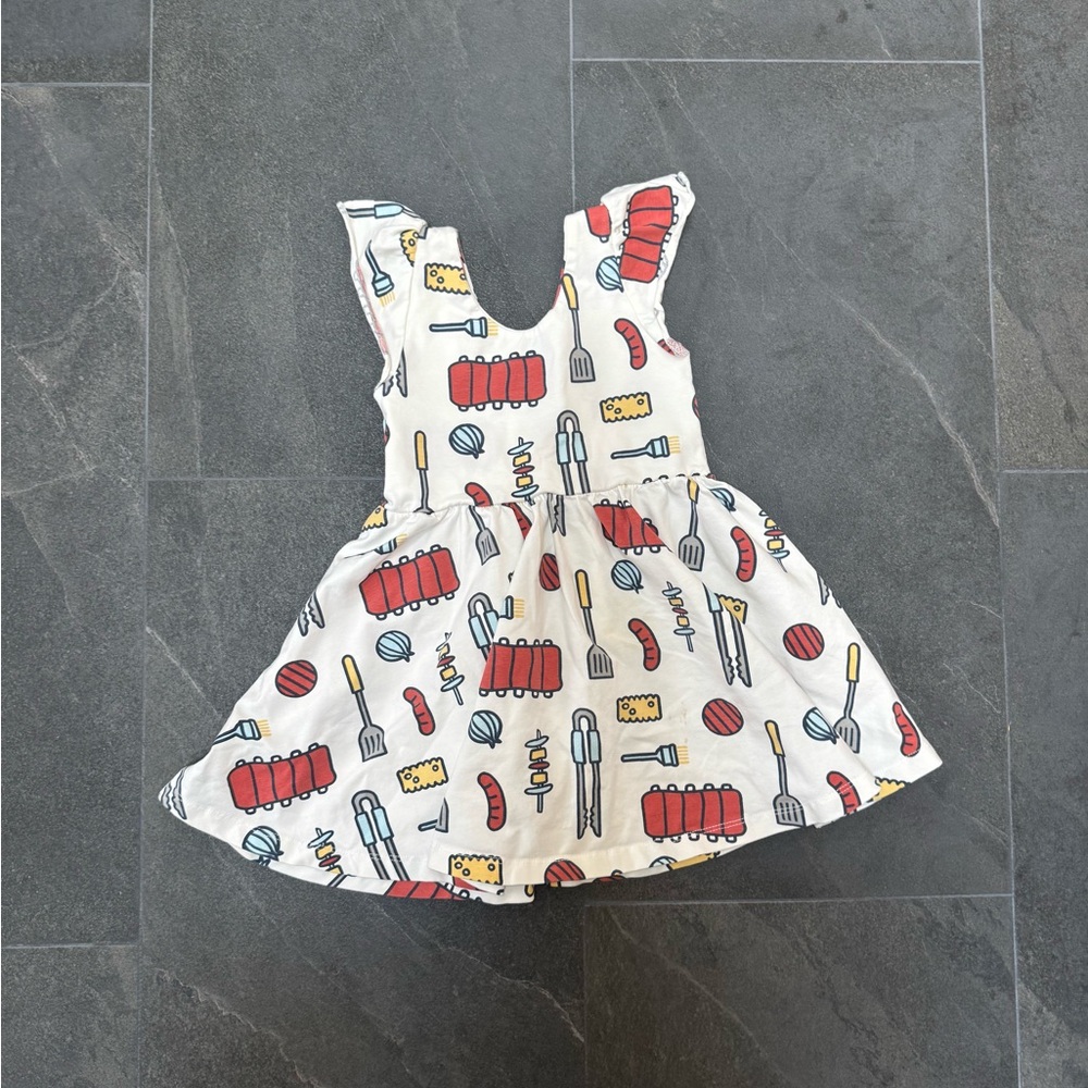 White Dress with Food “Grilling Season” Summer Print
